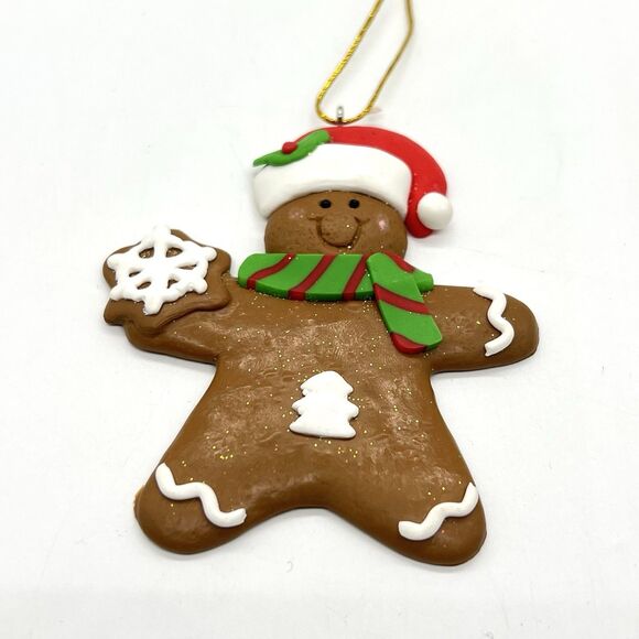 Gingerbread Man Girl Christmas Ornament Lot 6 Clay Dough Flat Kurt Adler Decor - Picture 10 of 13